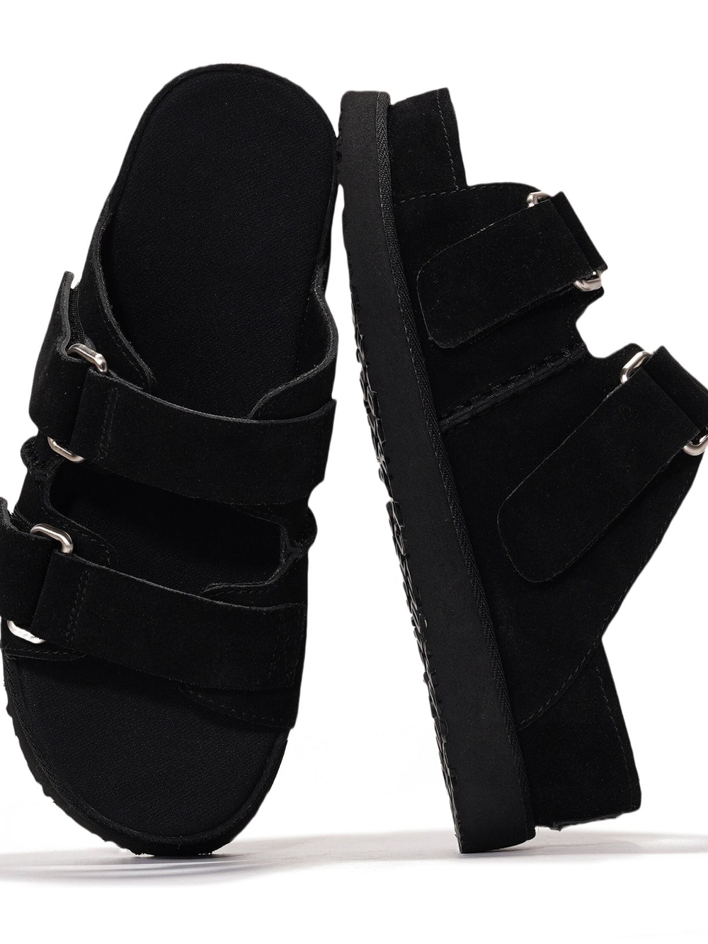 Project Cloud Leather Black Slide Sandals Silverstar Womens Platform Sz 10 - Picture 8 of 8